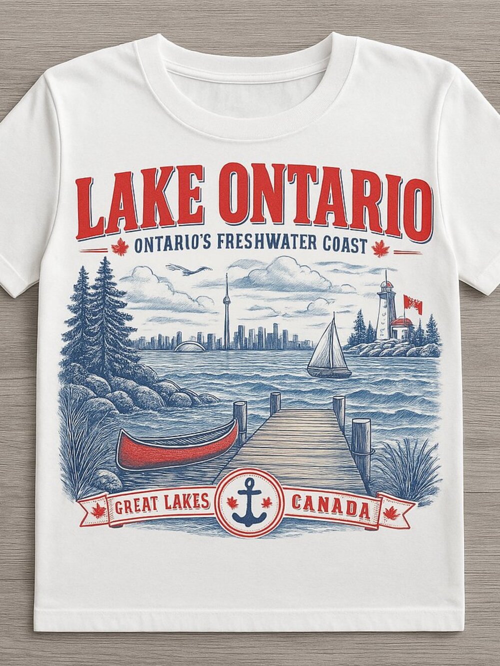 Lake Ontario Great Lakes Vintage Graphic Tee Canada Souvenir Lake Lover Gift
